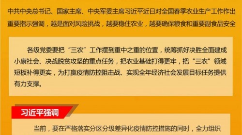 習(xí)近平對(duì)全國(guó)春季農(nóng)業(yè)生產(chǎn)工作作出重要指示
